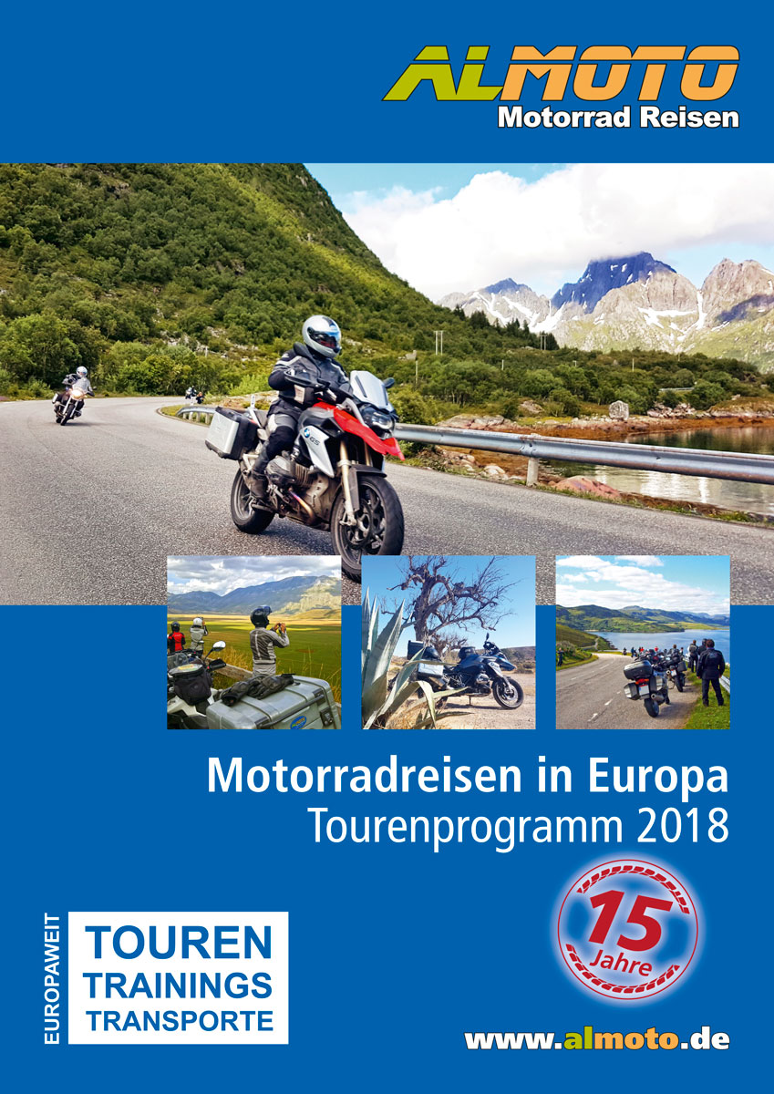 Kataloggestaltung 2018 Almoto Motorradreisen