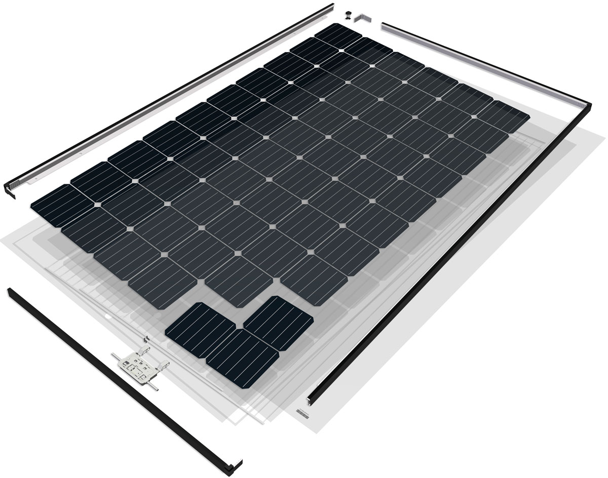 Explosionsgrafik Solarmodul SolarWorld