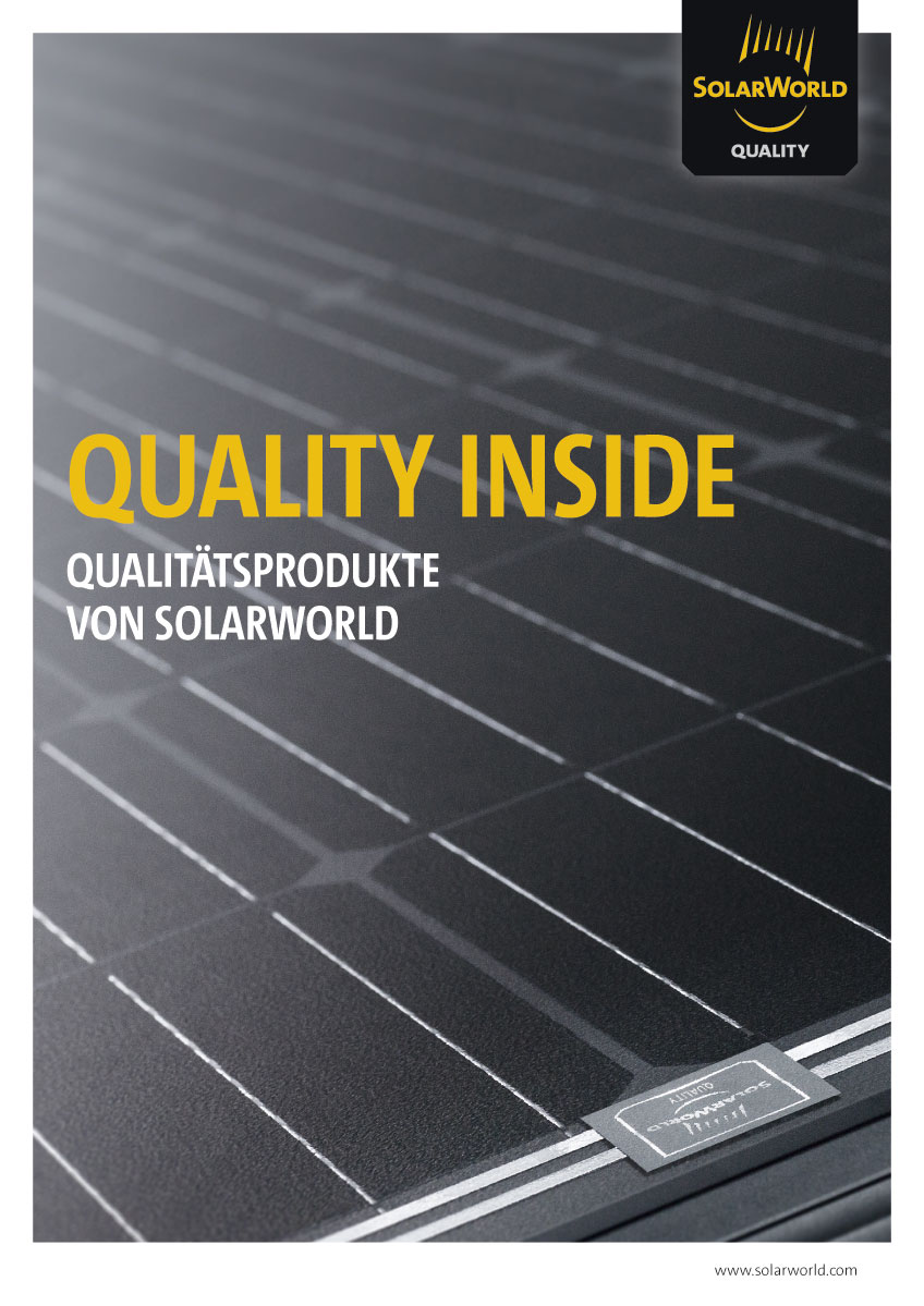 Gestaltung einer Broschüre über die Produktqualität bei SolarWorld