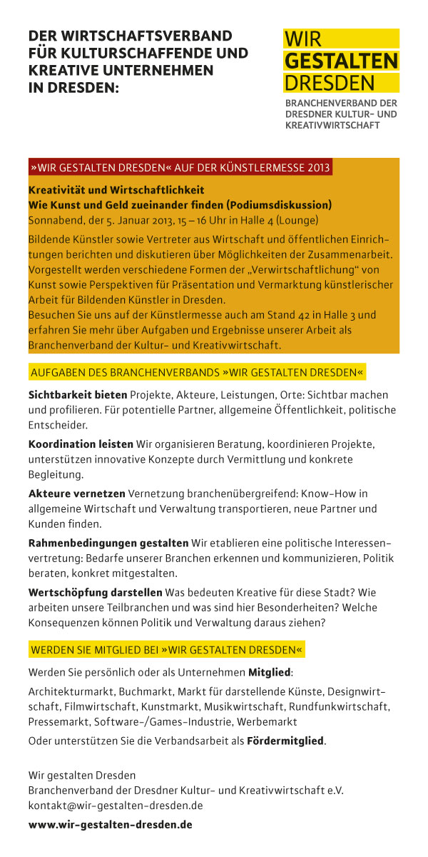 Flyer Kunstmarkt von Wir gestalten Dresden