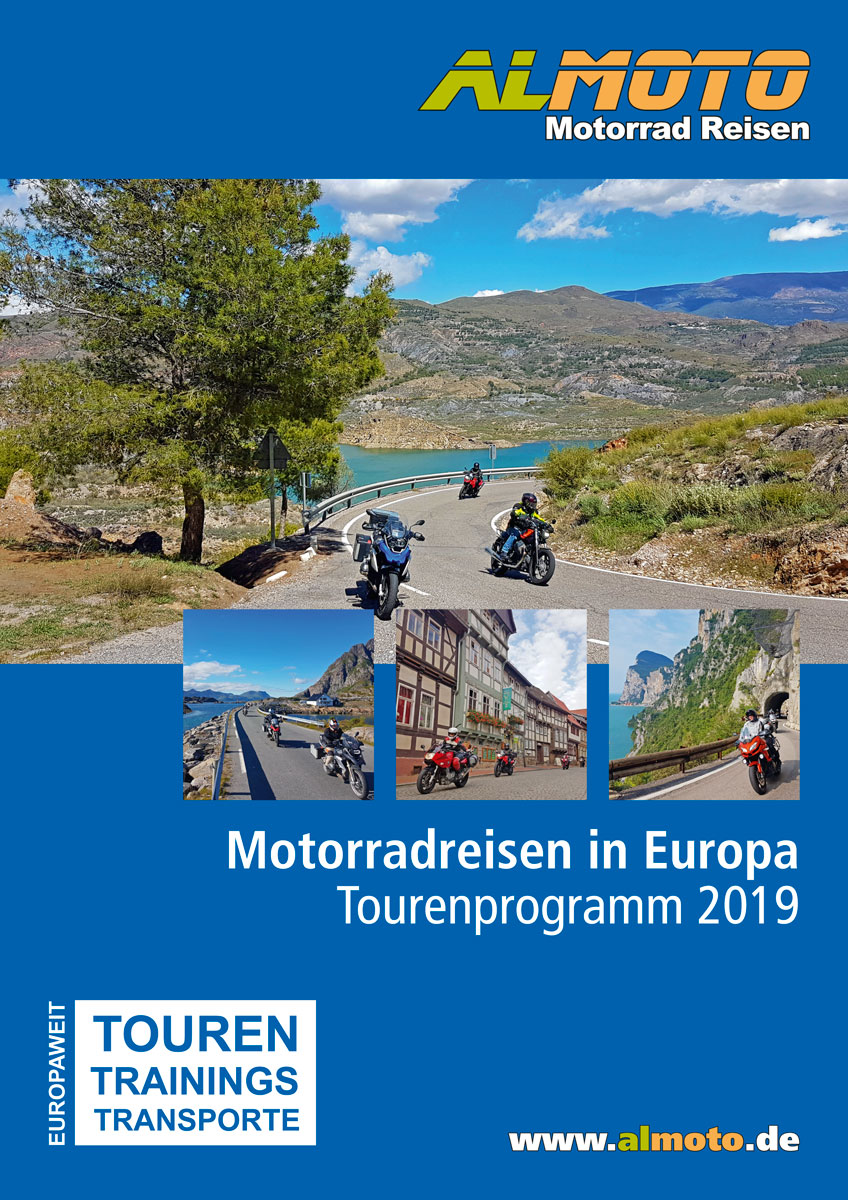 Kataloggestaltung 2019 Almoto Motorradreisen