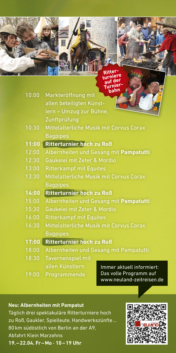 Programmflyer Ritterspiele Ostern Burg Rabenstein