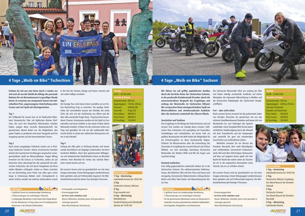 Gestaltung Katalog 2020 Almoto Motorradreisen