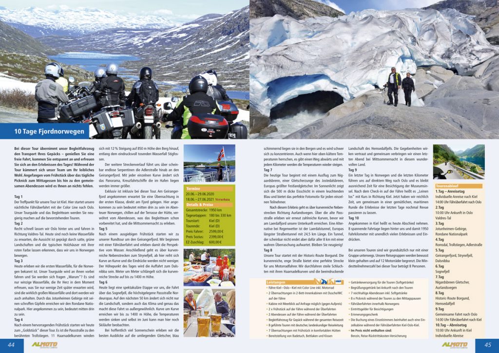 Gestaltung Katalog 2020 Almoto Motorradreisen
