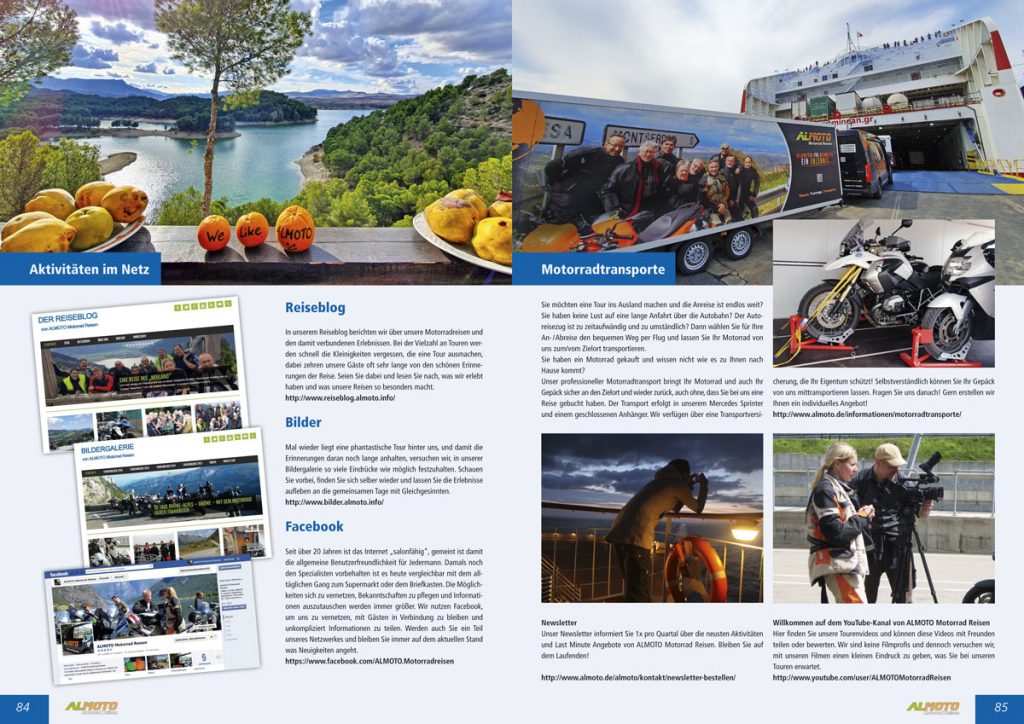 Gestaltung Katalog 2020 Almoto Motorradreisen