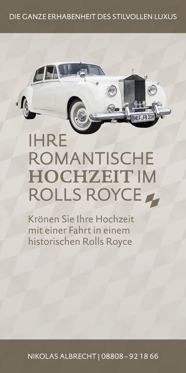 Aufsteller zum Miet-Rolls-Royce für Hochzeitsmesse