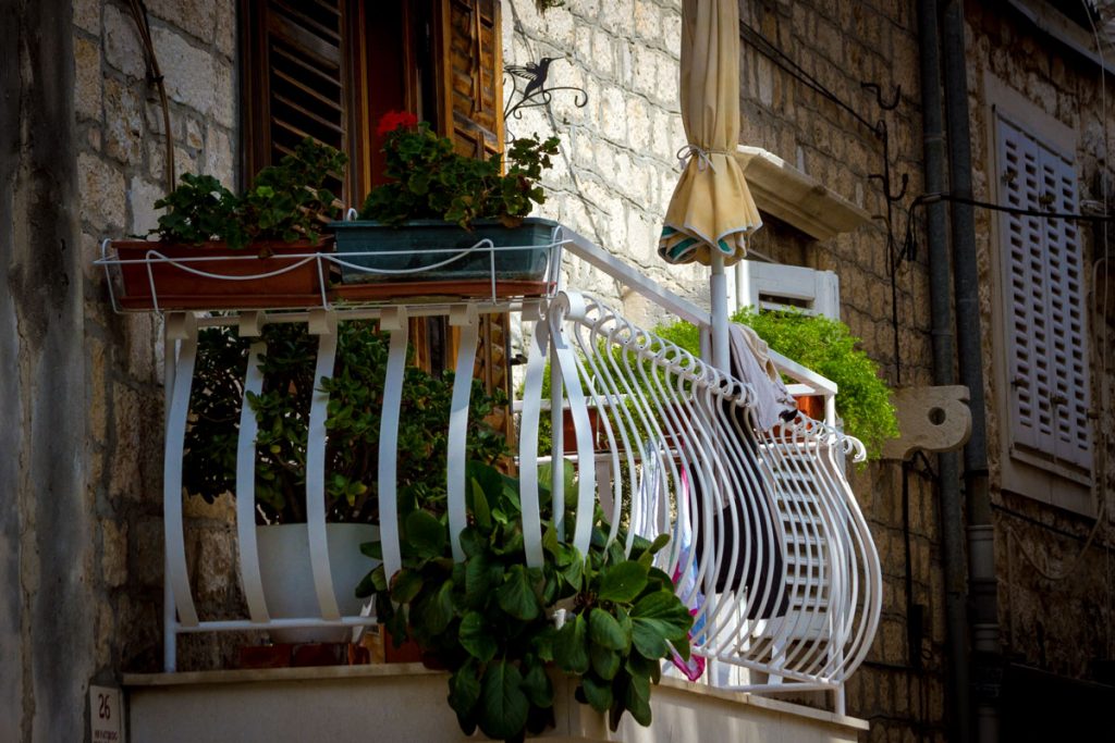 Balkon in Trogir, Kroatien