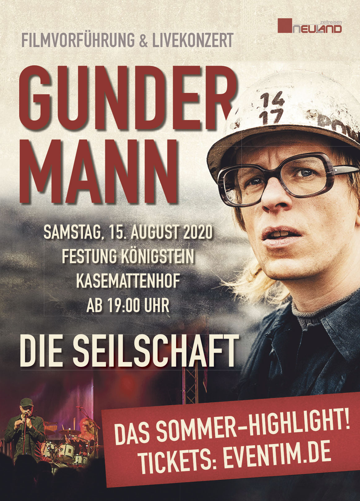 Anzeige für das Konzert- und Filmevent Gundermann auf der Festung Königstein